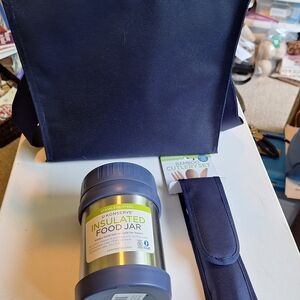 Blue Insulated Food Jar and Bag Set